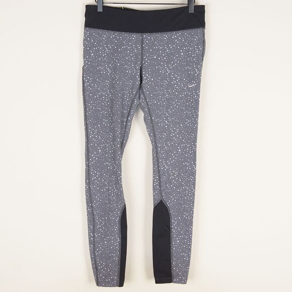 Nike Dri Fit Silver Gray Triangle Print Leggings Womens Sz L - Picture 1 of 8